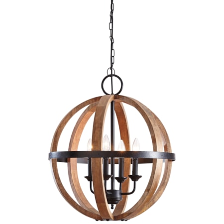 Emilano Black/Natural Wood Pendant Light