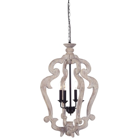 Jocelin Distressed White Wood Pendant Light