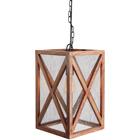 Jodene Brown Wood Pendant Light