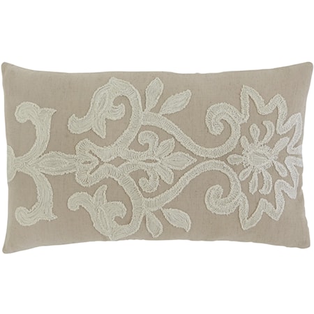 Embroidered - Beige Lumbar Pillow, Set of 4
