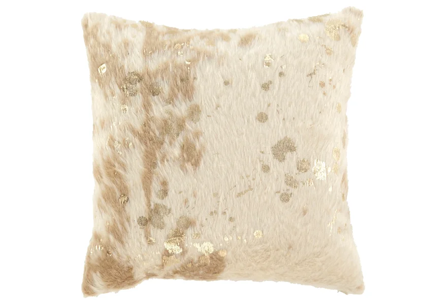Pillows Landers Cream/Gold Faux Fur Pillow by Ashley (Signature Design) at Johnny Janosik