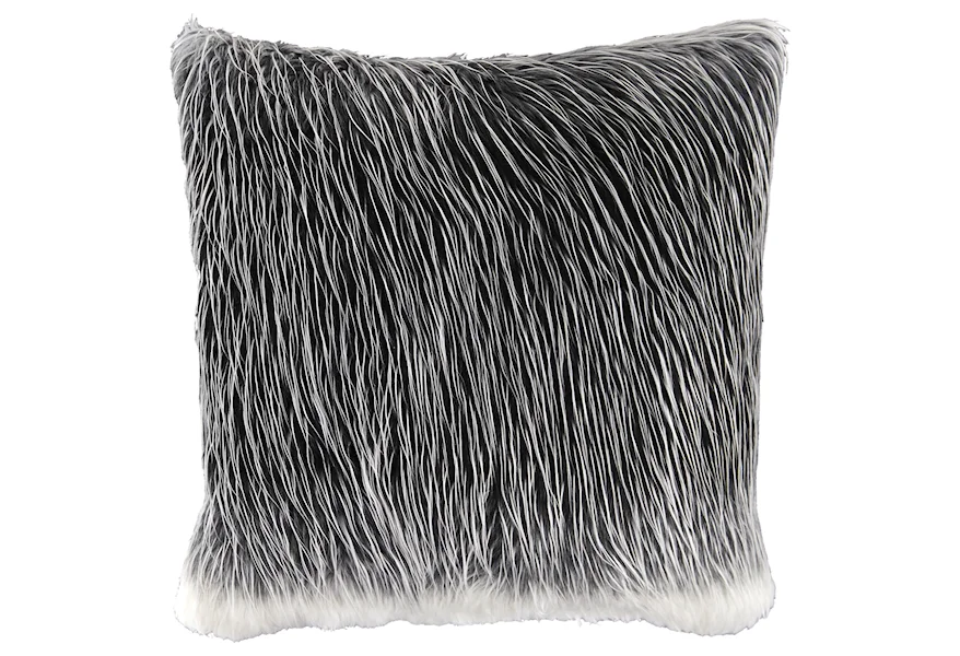 Pillows Thelma Black/White Faux Fur Pillow by Signature Design by Ashley at Lapeer Furniture & Mattress Center
