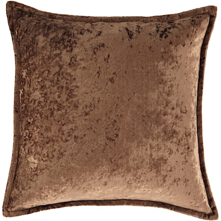 Melaney Toffee Pillow, Crushed Velvet with Feather Fill