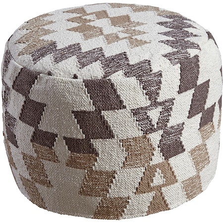 Abraham White/Brown Pouf