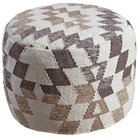 Abraham White/Brown Pouf