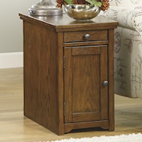Chairside End Table with Power Outlets & Pull-Out Shelf