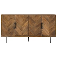 Accent Cabinet with Chevron Veneer Doors and Metal Legs