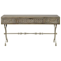 Transitional Console Sofa Table with Medallion Pattern 