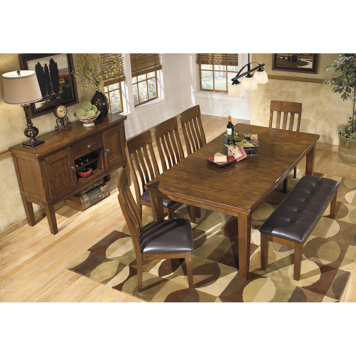 Ashley Furniture Signature Design Ralene 7-Pc Dining Set with Bench