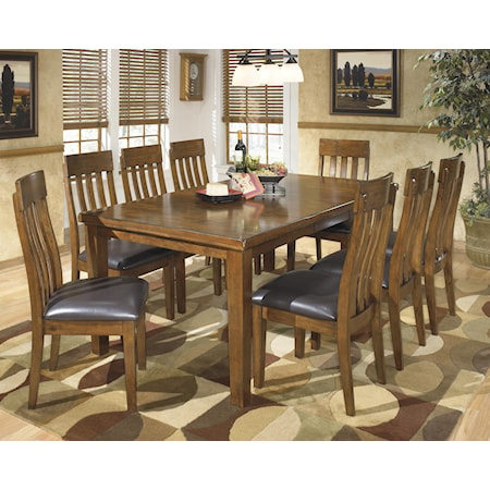 Casual 9-Piece Dining Set with Butterfly Extension Leaf