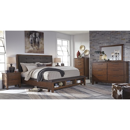 Queen Uph Bed w/ Bench Storage Footboard