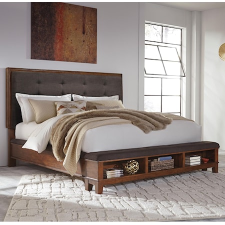 King Upholstered Bed with Storage Footboard