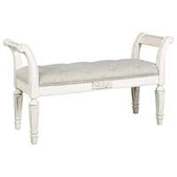 Traditional Antique White Accent Bench with Upholstered Seat