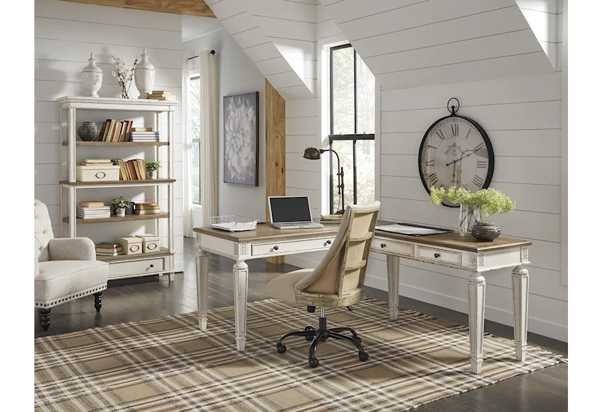 Realyn Home Office Desk, Desk Return and Swivel Cha by Signature Design by Ashley at Sam Levitz Furniture