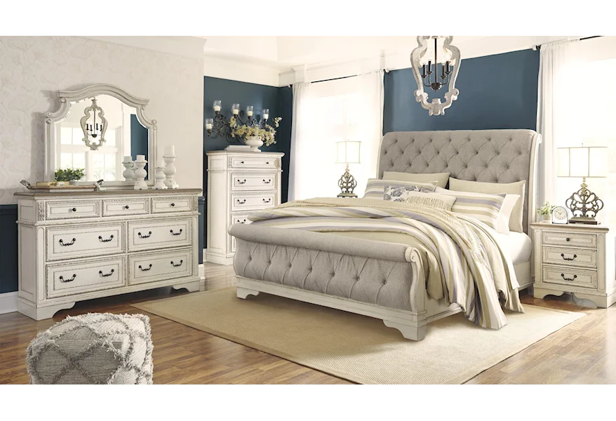 Realyn King UPH Sleigh Bed Package by Signature Design by Ashley at Sam Levitz Furniture