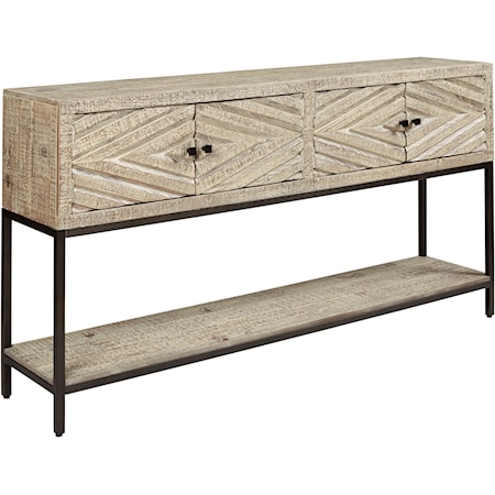 Console Sofa Table with Carved Door Fronts