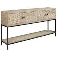 Console Sofa Table with Carved Door Fronts