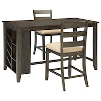 3-Piece Rectangular Counter Table w/ Storage Set