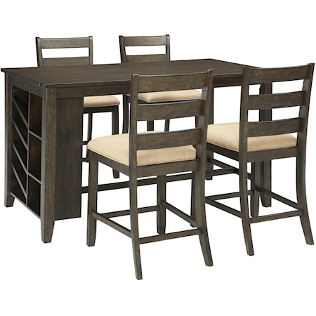 5-Piece Rectangular Counter Table w/ Storage Set