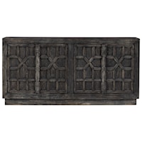 Distressed Black Finish Accent Cabinet with Patterned Doors 