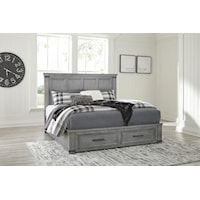 3 Piece Queen Panel Bed with Footboard Storage