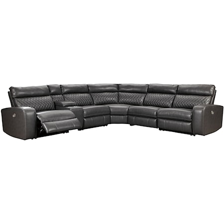 Transitional Power Reclining Sectional Sofa with Storage Console