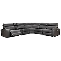 Transitional Power Reclining Sectional Sofa with Storage Console