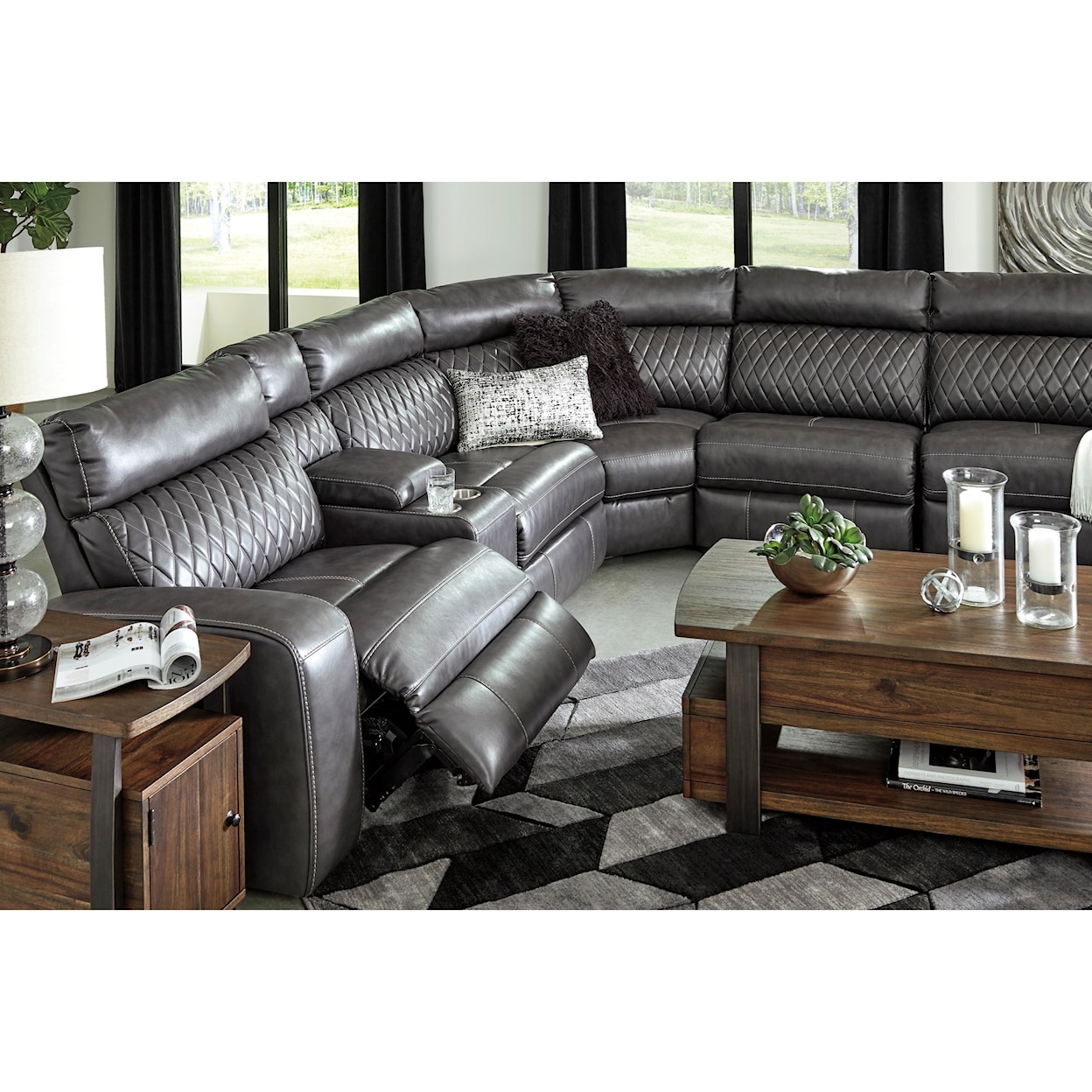 Signature Design by Ashley Samperstone Power Reclining Sectional Sofa