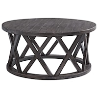Round Cocktail Table with Distressed Finish