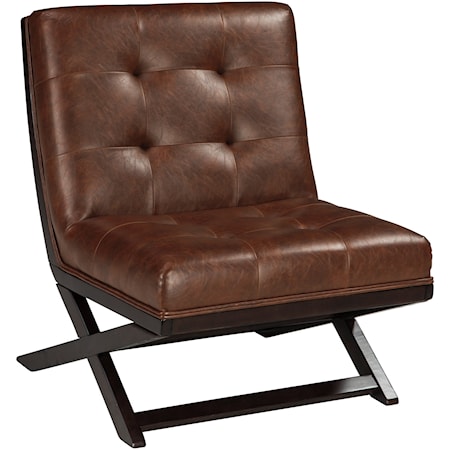 Wood X-Base Armless Accent Chair