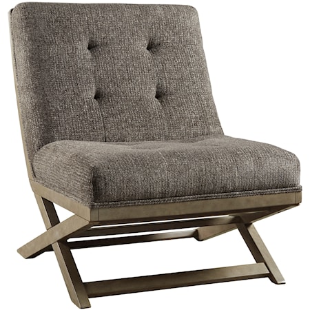 Wood X-Base Armless Accent Chair with Fabric Upholstery