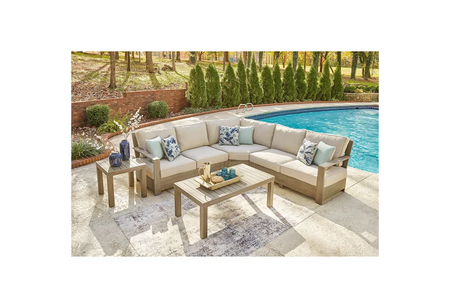 Silo Point Outdoor Sectional Set with Tables by Signature Design by Ashley at Furniture Fair - North Carolina