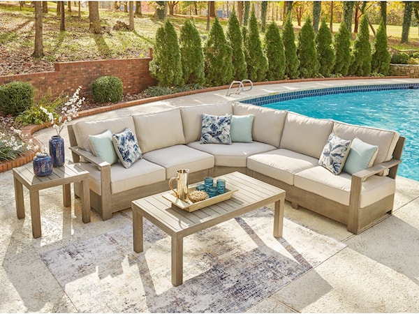 Outdoor Sectional Set with Tables