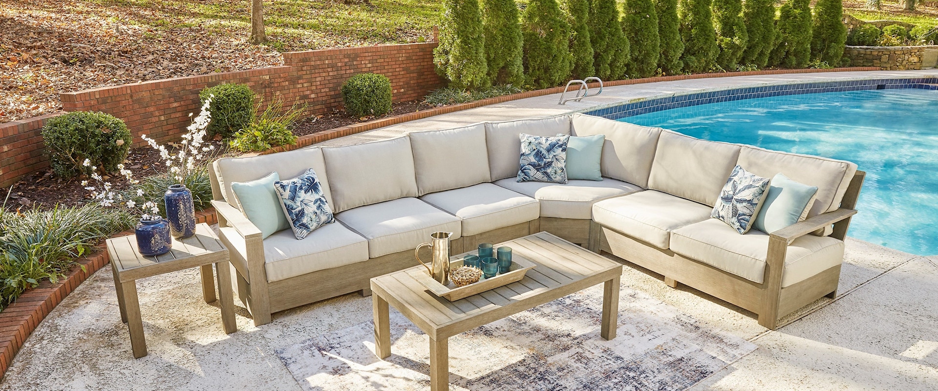 Outdoor Sectional Set with Tables