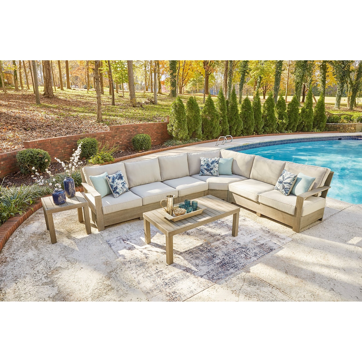 Ashley Signature Design Silo Point Outdoor Sectional Set with Tables