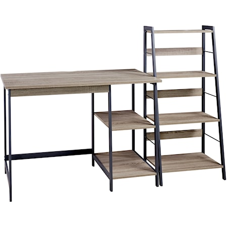 2-Piece Home Office Desk and Shelf Set