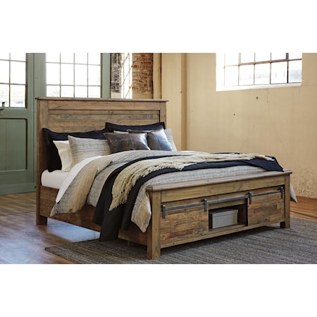 Queen Panel Bed with Bar Footboard