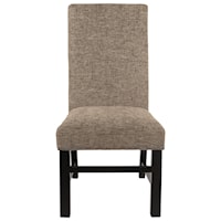 Dining Upholstered Side Chair in Brown Fabric