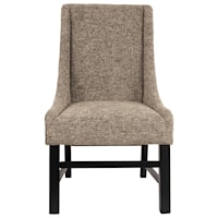 Dining Upholstered Arm Chair with Sloped Arms in Brown Fabric