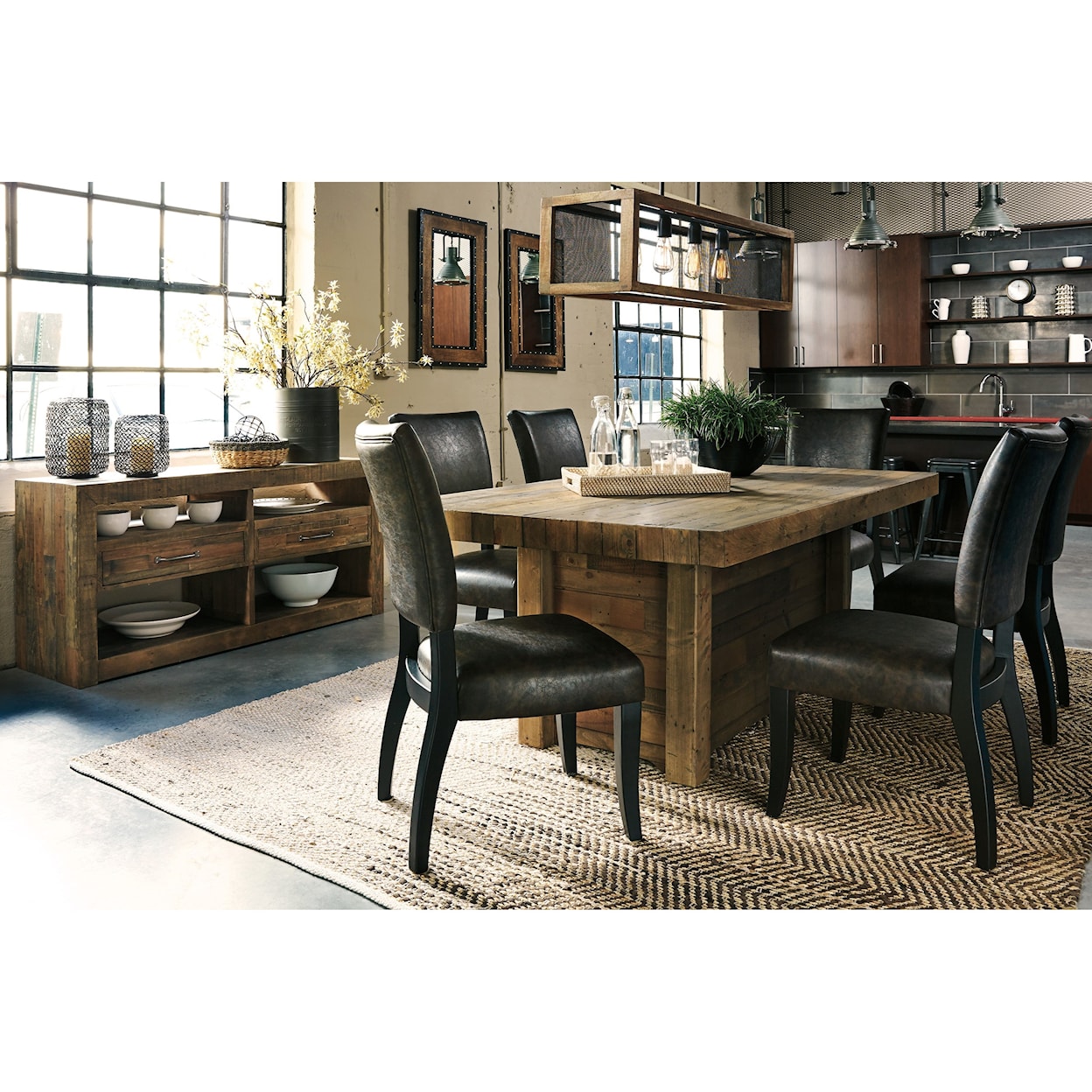 Signature Design by Ashley Sommerford 7-Piece Rectangular Dining Room Table Set