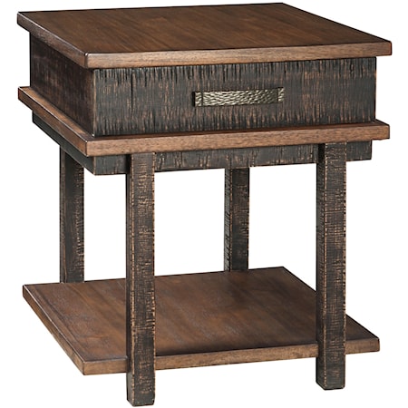 Rectangular End Table with Drawer & Shelf