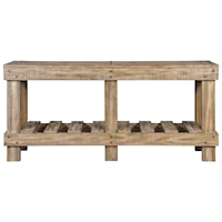 Solid Wood Rustic Console Sofa Table with Slat Shelf