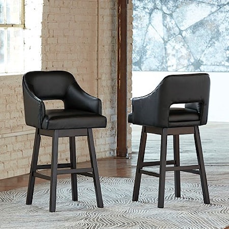 Contemporary Tall Upholstered Swivel Bar Stool 