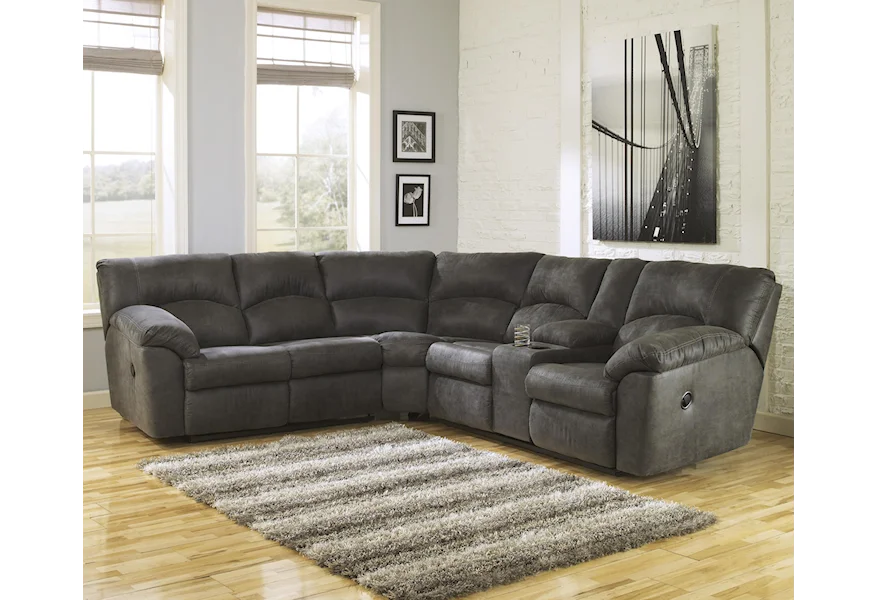 Tambo - Pewter 2-Piece Reclining Corner Sectional by Signature Design by Ashley at Furniture Fair - North Carolina
