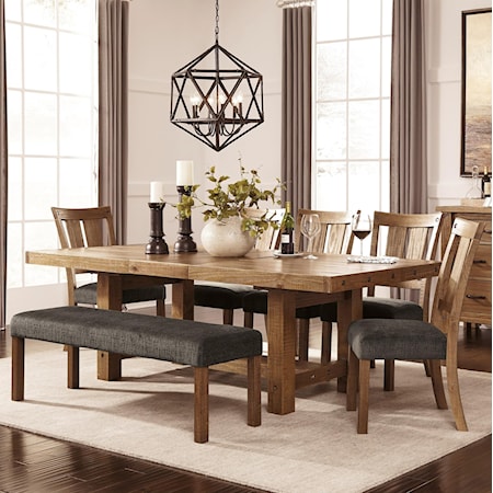 7 Piece Table & Chair Set with Bench