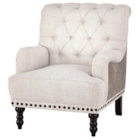Traditional Accent Chair with Tufted Back and Nailhead Trim