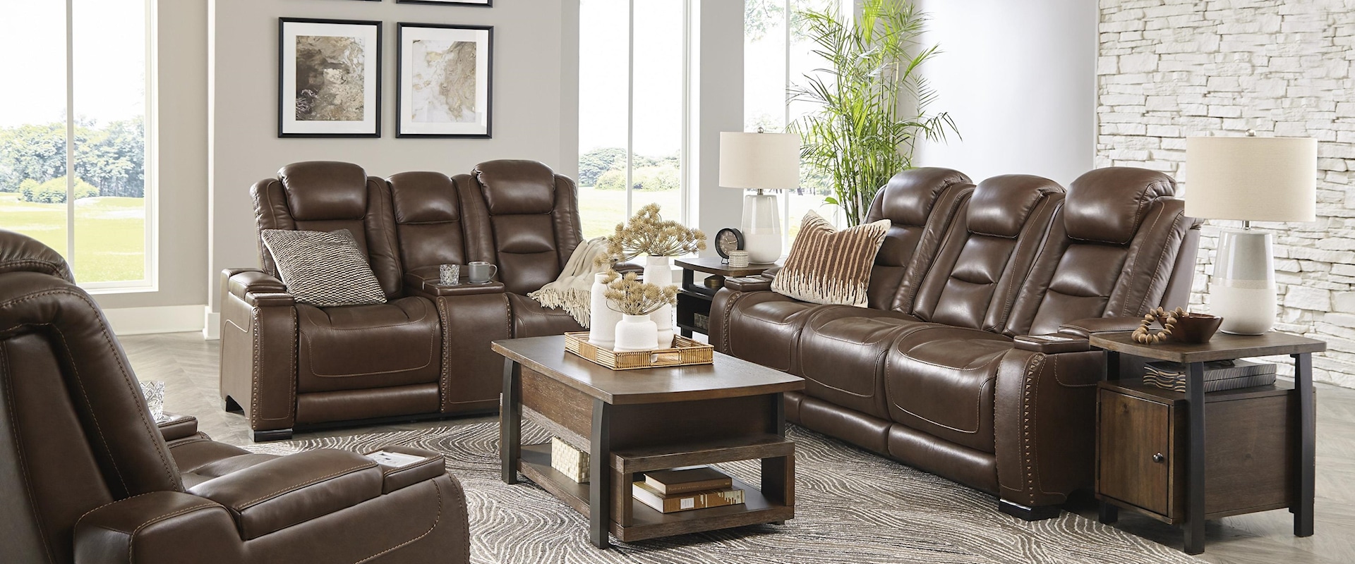 Power Reclining Sofa, Power Reclining Loveseat with Center Console and Power Recliner Set