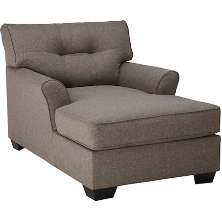 Contemporary Chaise with Tufted Back and Two Arms