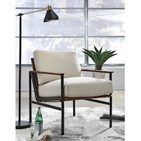 Ivory/Brown Accent Chair