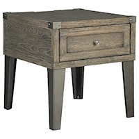Rectangular End Table with Outlet & USB Chargers